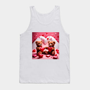 Teddy celebrating Valentines day, randome floating love hearts Tank Top